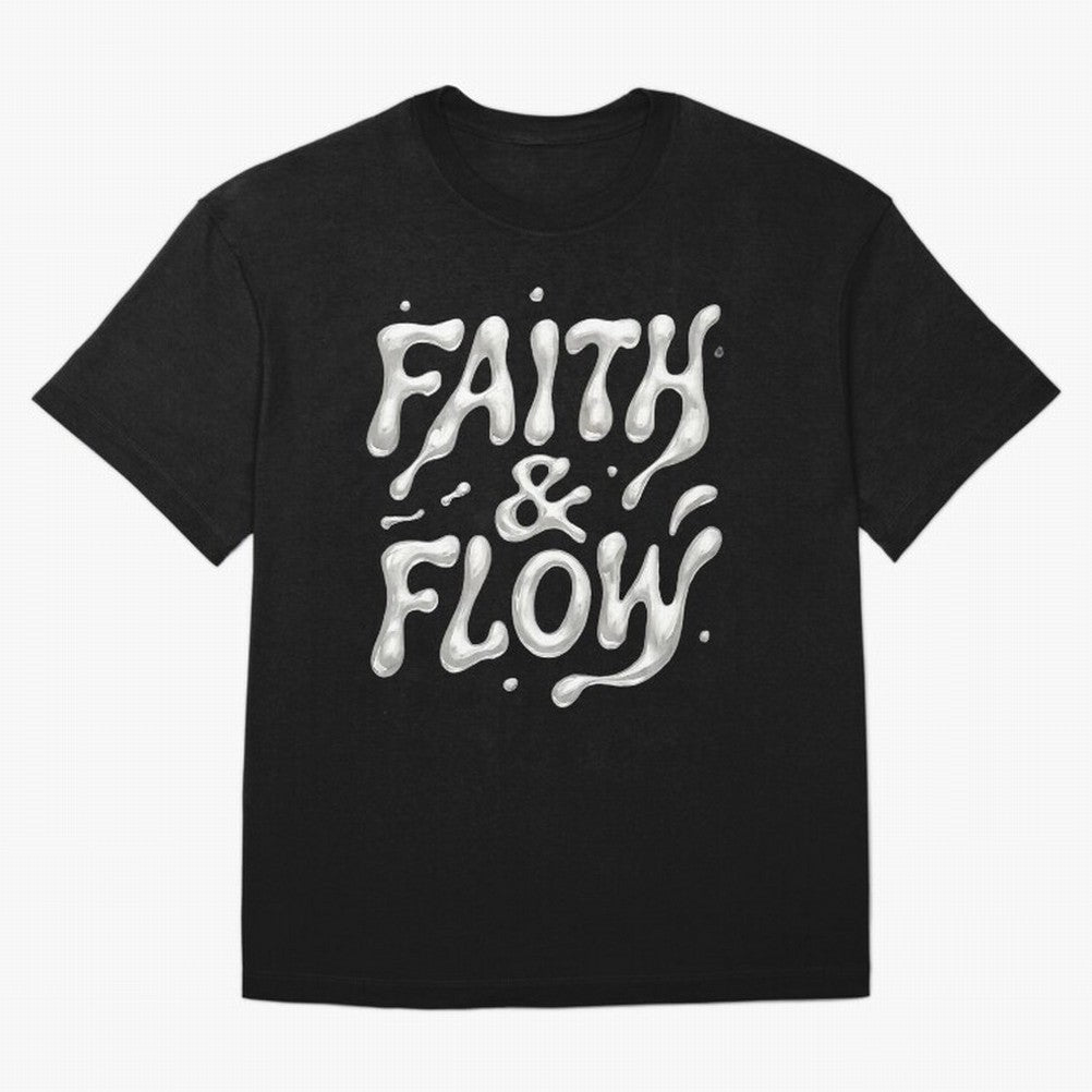 FAITH & FLOW - Liquid Chrome Typography - Urban Christian Oversized T-Shirt Celebrate Supporters United by FIFA World Cup 2026 Spirit, Made for Germany, Messi, Vintage Soccer Flavor, Modern Football Stars, National Flags and Final Night Emotion;