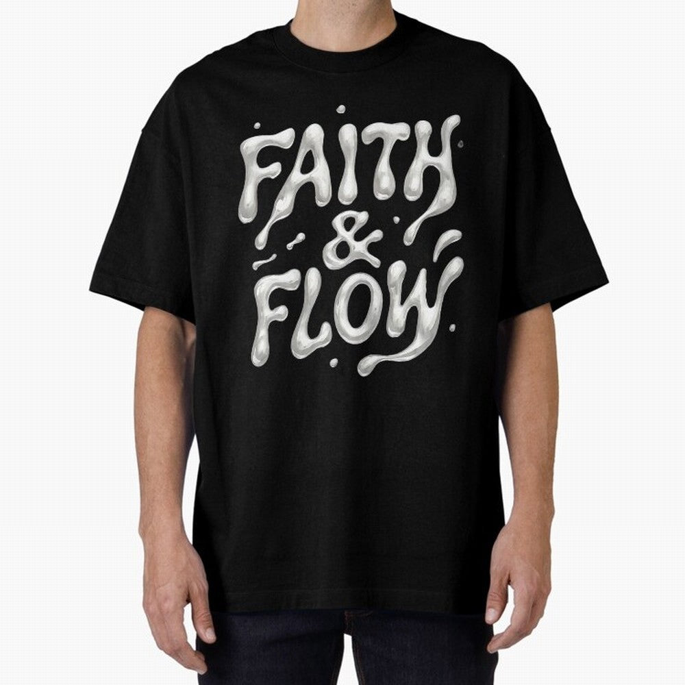 FAITH & FLOW - Liquid Chrome Typography - Urban Christian Oversized T-Shirt Celebrate Supporters United by FIFA World Cup 2026 Spirit, Made for Germany, Messi, Vintage Soccer Flavor, Modern Football Stars, National Flags and Final Night Emotion;