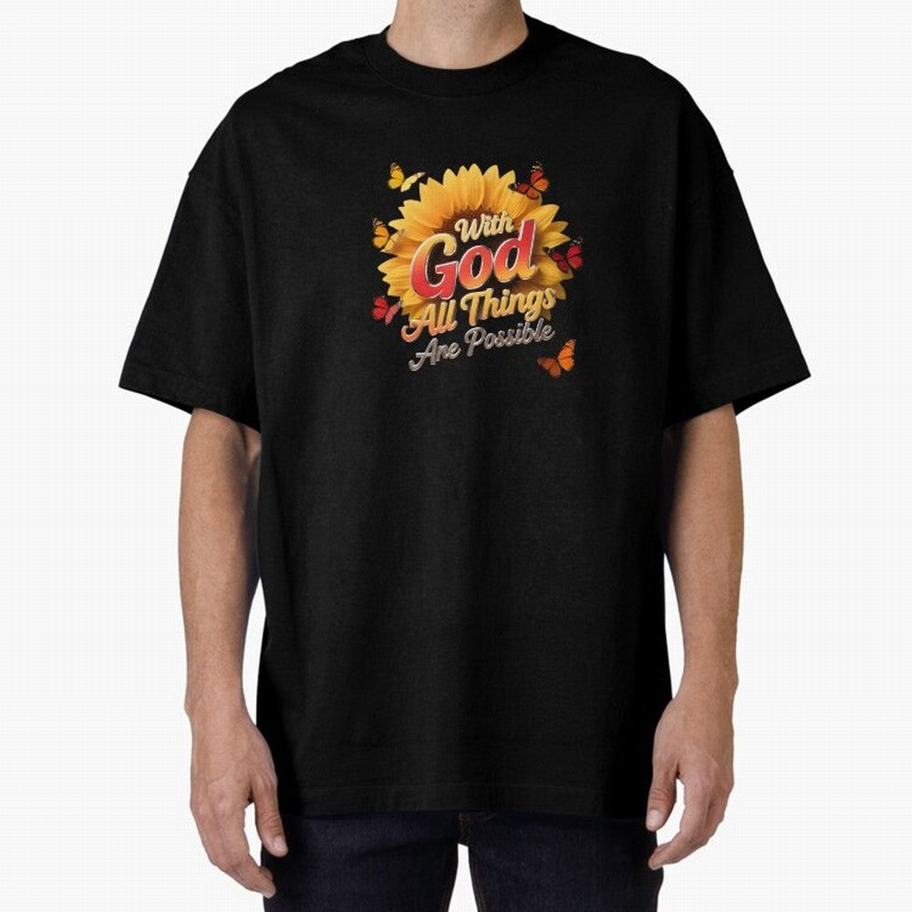 With God all things Are possible T shirt Oversized T-Shirt Feel the Heartbeat of the FIFA World Cup 2026 Group Stage Journey through Mbappe Highlights, Argentina Pride, Global Supporter Spirit, Legendary Goals, National Colors and Tournament