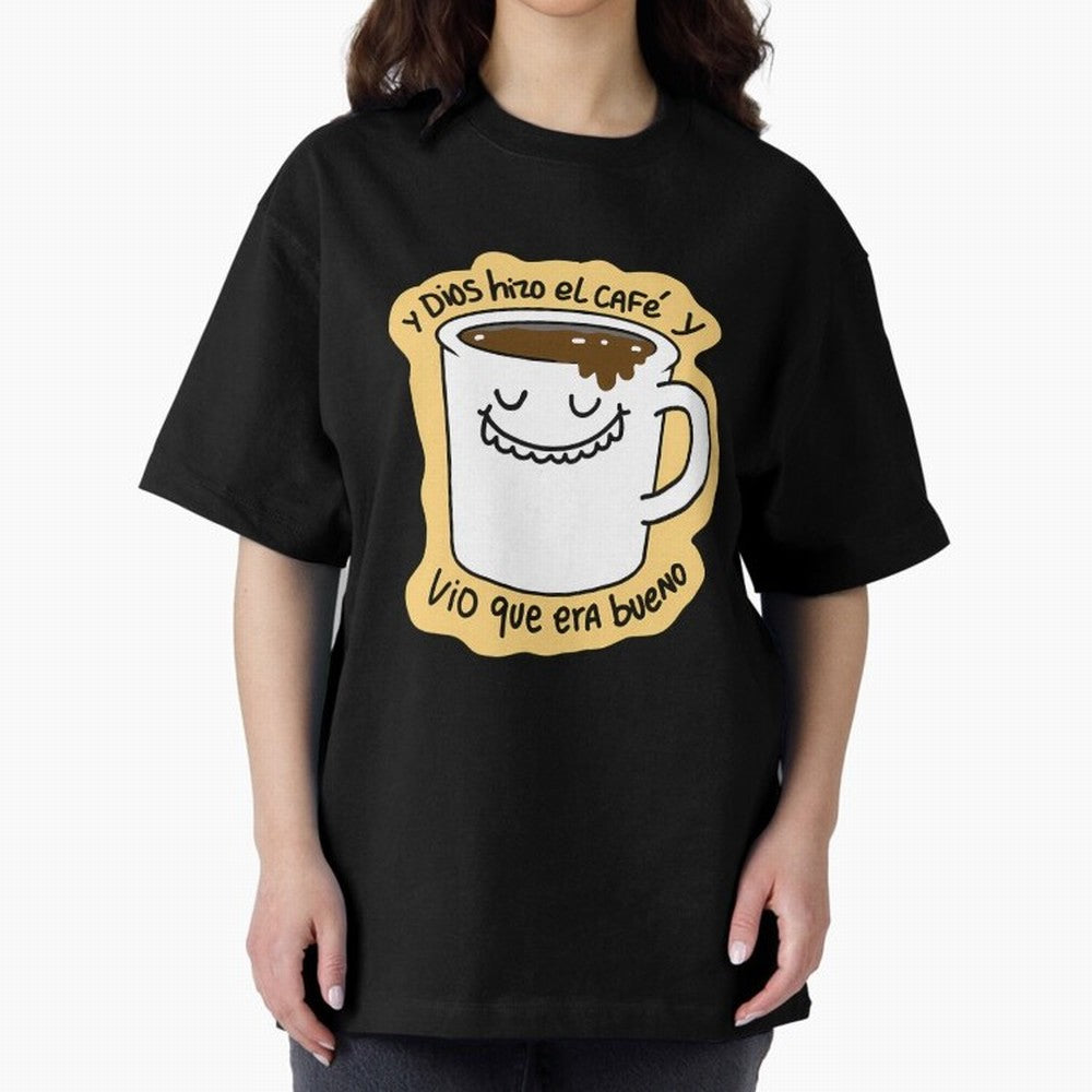 Y Dios Hizo El Caf Y Vio Que Era Bueno Oversized T-Shirt Follow FIFA World Cup 2026 USA Canada Mexico Spirit, Filled with England and Germany, CR7 and Messi, Vintage Soccer Flavor, Modern Football Stars, National Flags and Final Night Emotion;
