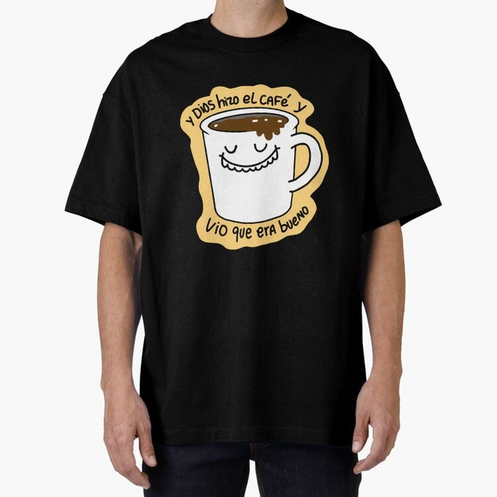 Y Dios Hizo El Caf Y Vio Que Era Bueno Oversized T-Shirt Follow FIFA World Cup 2026 USA Canada Mexico Spirit, Filled with England and Germany, CR7 and Messi, Vintage Soccer Flavor, Modern Football Stars, National Flags and Final Night Emotion;