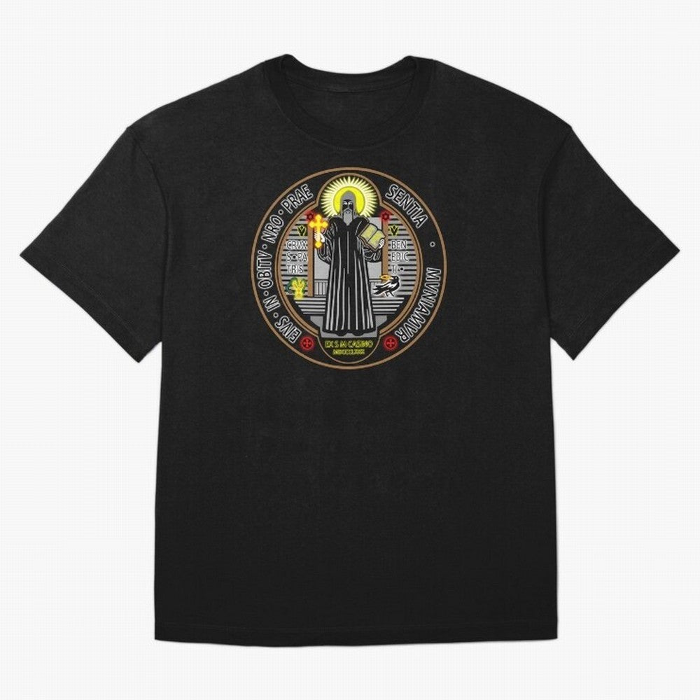 Medalla de San Benito Color Frontal Oversized T-Shirt Celebrate Unforgettable Nights in FIFA World Cup 2026 Group Stage for Fans of Messi, CR7 and Mbappe and Argentina and Brazil, Bringing Worldwide Fan Energy, Dramatic Goals, Stadium Lights and