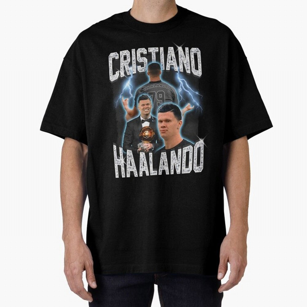 Cristiano Haalando Lightning Poster For Football Fans and Gift For Sports Lovers Oversized T-Shirt Remember Iconic Moments from FIFA World Cup 2026 for Fans of Neymar, Haaland and Cristiano Ronaldo and Germany, Bringing Football Passion, Legendary