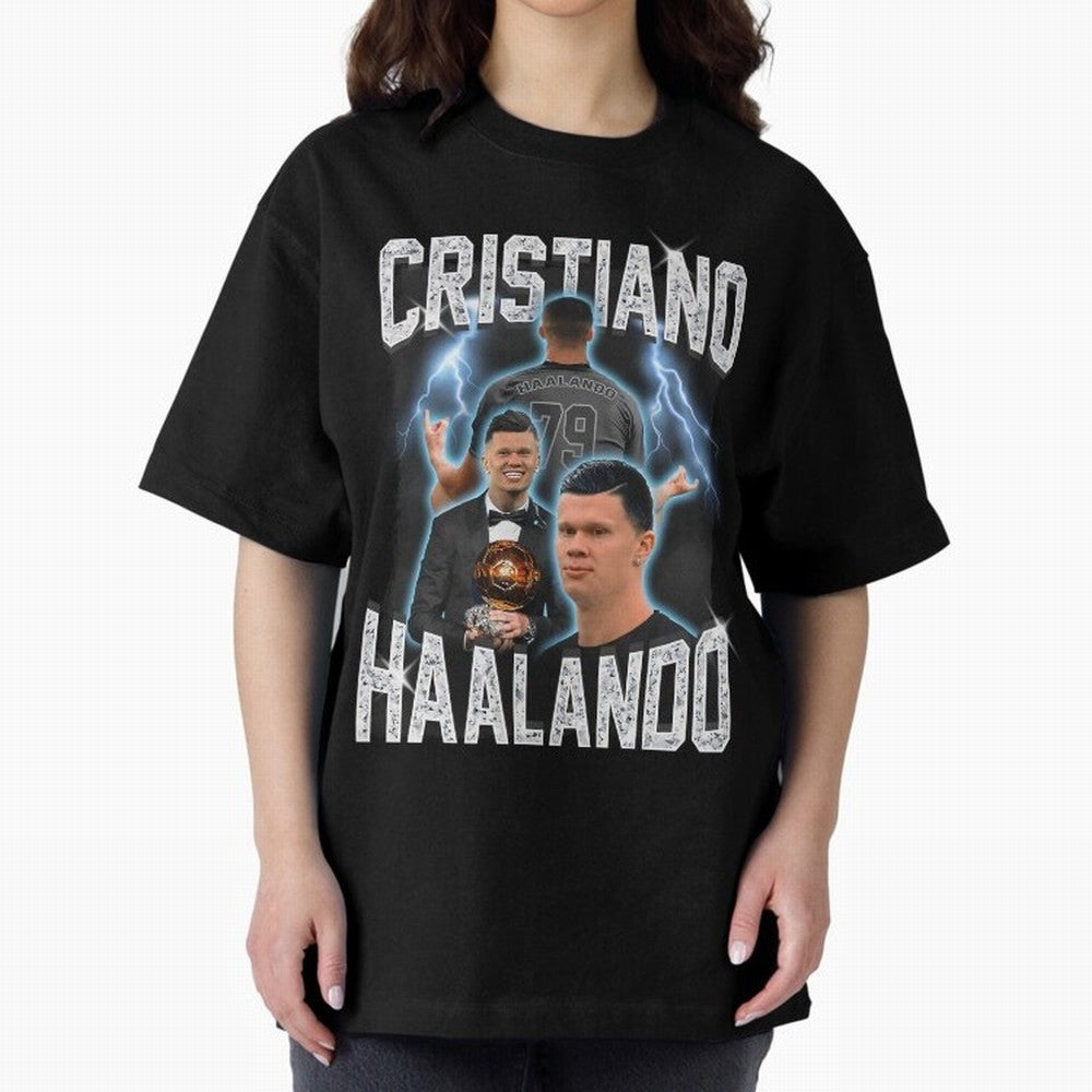 Cristiano Haalando Lightning Poster For Football Fans and Gift For Sports Lovers Oversized T-Shirt Remember Iconic Moments from FIFA World Cup 2026 for Fans of Neymar, Haaland and Cristiano Ronaldo and Germany, Bringing Football Passion, Legendary