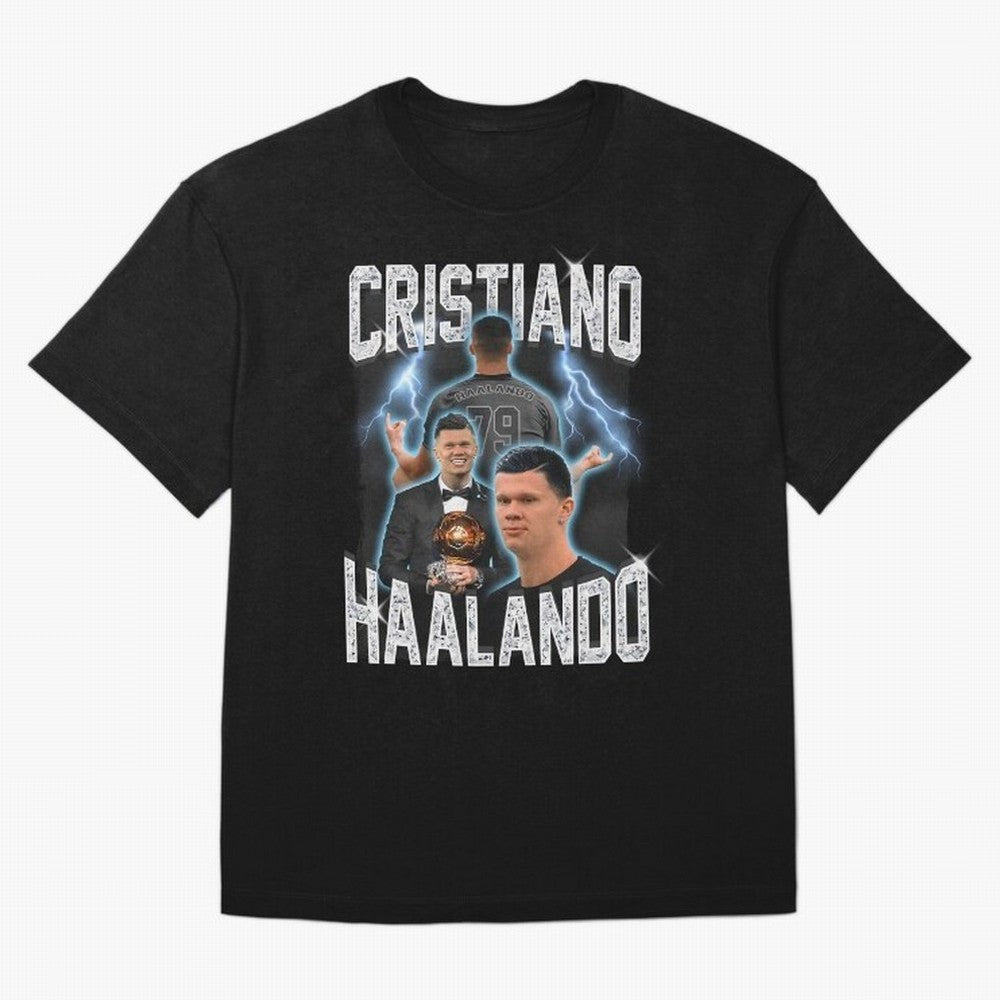 Cristiano Haalando Lightning Poster For Football Fans and Gift For Sports Lovers Oversized T-Shirt Remember Iconic Moments from FIFA World Cup 2026 for Fans of Neymar, Haaland and Cristiano Ronaldo and Germany, Bringing Football Passion, Legendary