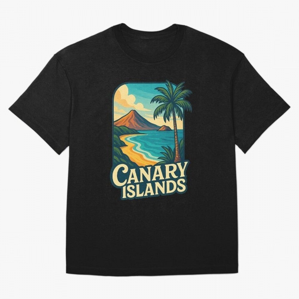 Tropical Shoreline of the Canary Islands Spain Oversized T-Shirt Celebrate Golden Goal Energy in Global Football Passion for FIFA World Cup 2026, Highlighting Mbappe, Spain and Netherlands, Retro Football Energy, Iconic Rivalries, Trophy Chase