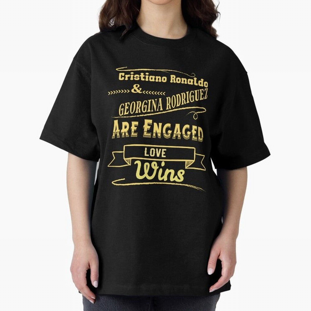 Cristiano & Georgina Engagement ¨C True Love Story Oversized T-Shirt Show Support during Global Football Passion for FIFA World Cup 2026, Featuring Messi, CR7 and Mbappe, Argentina and Brazil, Game Day Rituals, Football Legends, Country Pride and