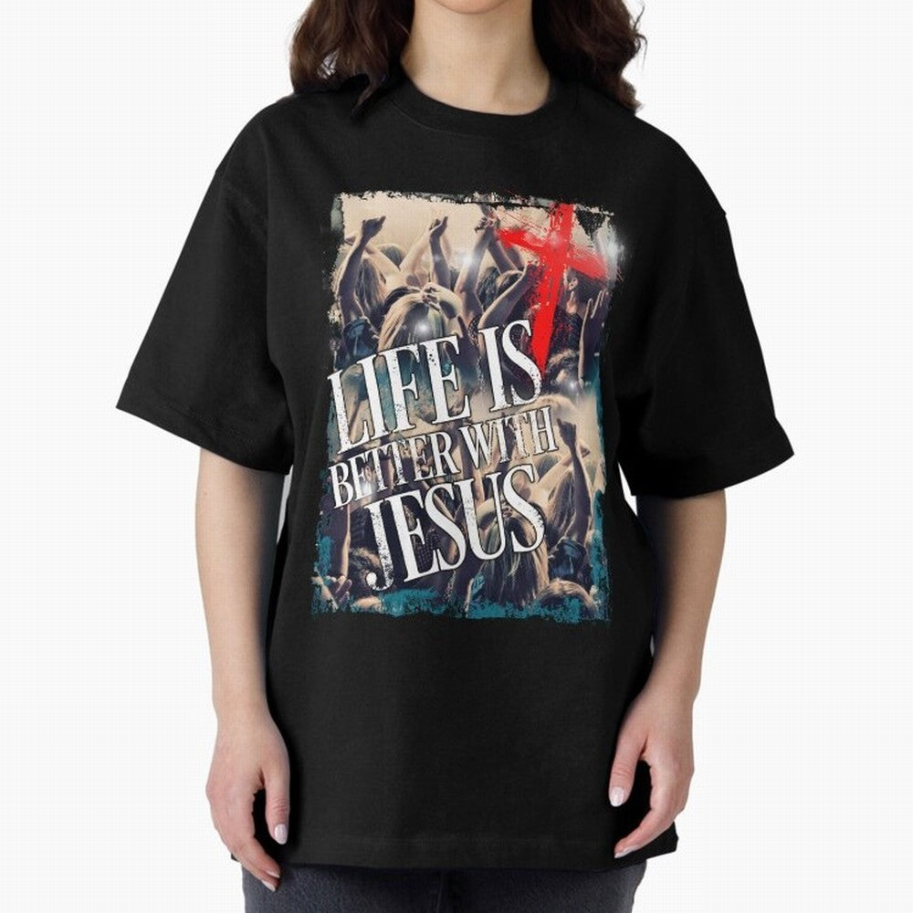 LIfe is Better with Jesus Oversized T-Shirt Cheer through Every Moment of FIFA World Cup 2026 Spirit, Capturing Argentina, CR7, Champion Mindset, Group Stage Buzz, Knockout Tension and Passionate Fan Culture; Great for Supporters Who Love Legendary
