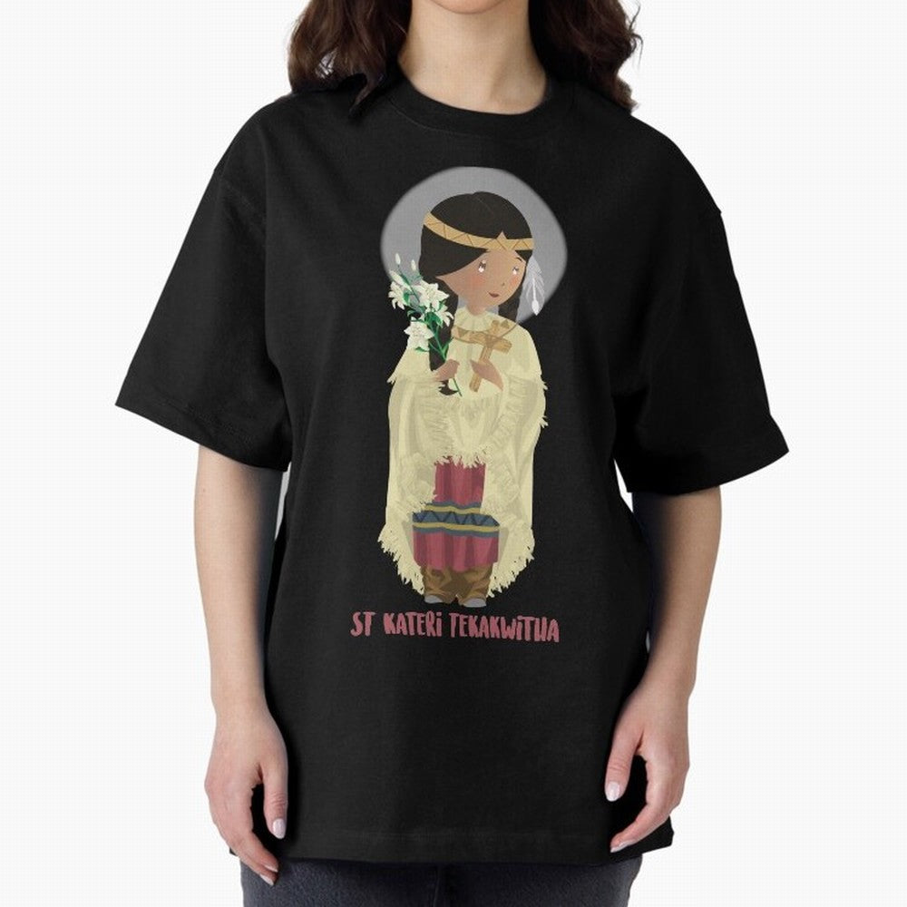 Saint Kateri Tekakwitha Oversized T-Shirt Cheer for FIFA World Cup 2026 Group Stage Spirit, with England, Cristiano Ronaldo, Stadium Memories, Football Loyalty, International Chants and Championship Tradition; Great for Watch Parties, Sports Bars,