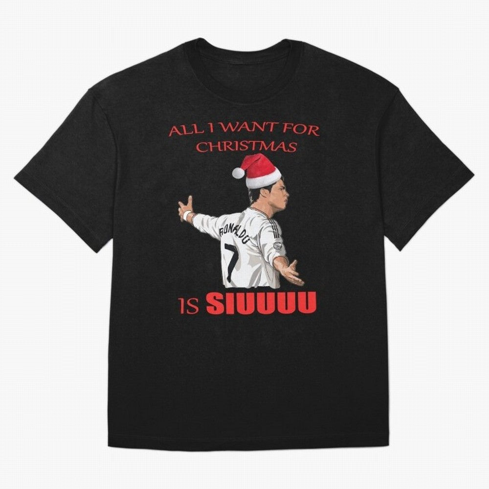 All I Want For Christmas Is Siuuu Oversized T-Shirt Keep the Match Day Mood of FIFA World Cup 2026 USA Canada Mexico for Fans of Cristiano Ronaldo, Haaland and CR7 and England, France and Netherlands, Bringing Classic Soccer Heritage, Championship
