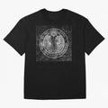Medalla de San Benito Frontal Relieve Oversized T-Shirt Honor the Football Icons of Match Day Hype around FIFA World Cup 2026, Mbappe, England and Germany, Soccer Culture, Superstar Moments, National Team Dreams and Competitive Fire; Perfect for