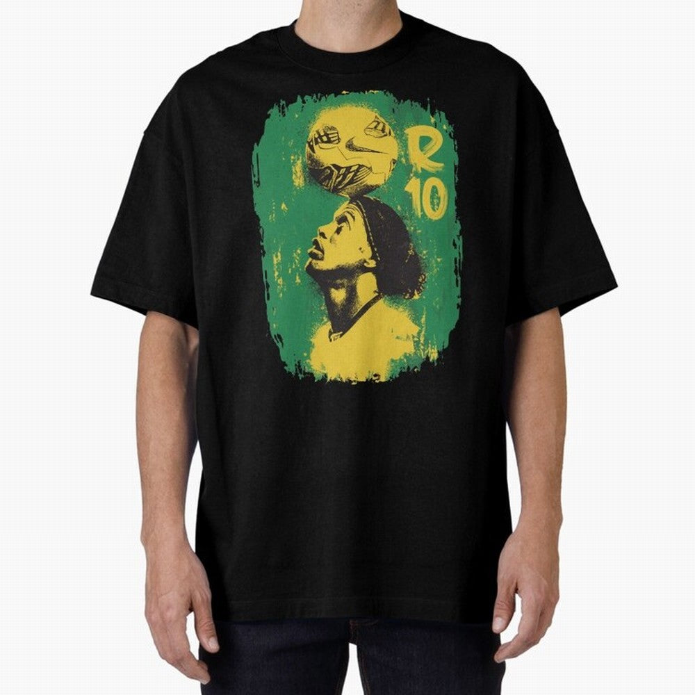 Ronaldinho Oversized T-Shirt Show Match Day Excitement for Global Football Passion for FIFA World Cup 2026, Highlighting Messi, Germany, Goal Celebration Energy, Supporter Heritage, Football Icons and Worldwide Tournament Joy; Perfect for People