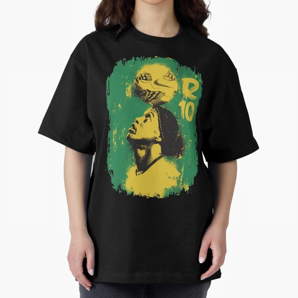 Ronaldinho Oversized T-Shirt Show Match Day Excitement for Global Football Passion for FIFA World Cup 2026, Highlighting Messi, Germany, Goal Celebration Energy, Supporter Heritage, Football Icons and Worldwide Tournament Joy; Perfect for People