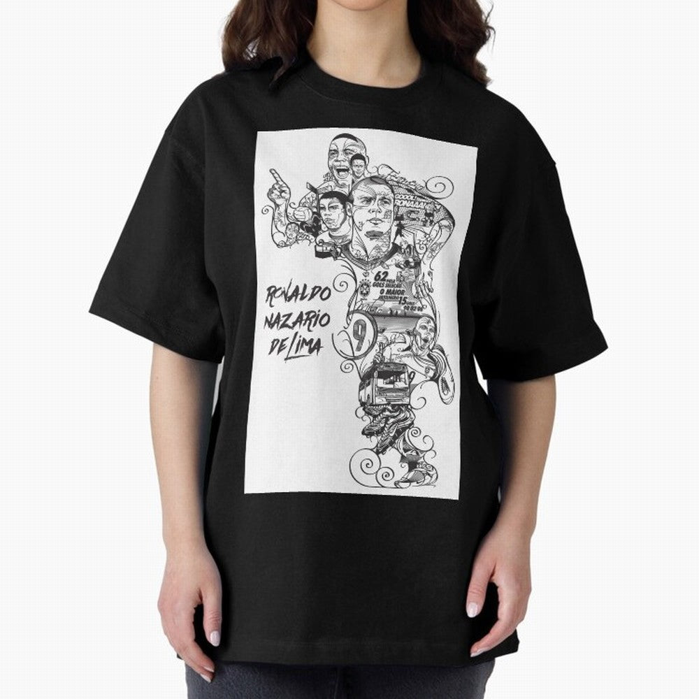 The R9 Era Oversized T-Shirt Share the Excitement of the FIFA World Cup 2026 Journey through CR7 and Messi Highlights, Germany Pride, Vintage Soccer Flavor, Modern Football Stars, National Flags and Final Night Emotion; Ideal for Football Dads,
