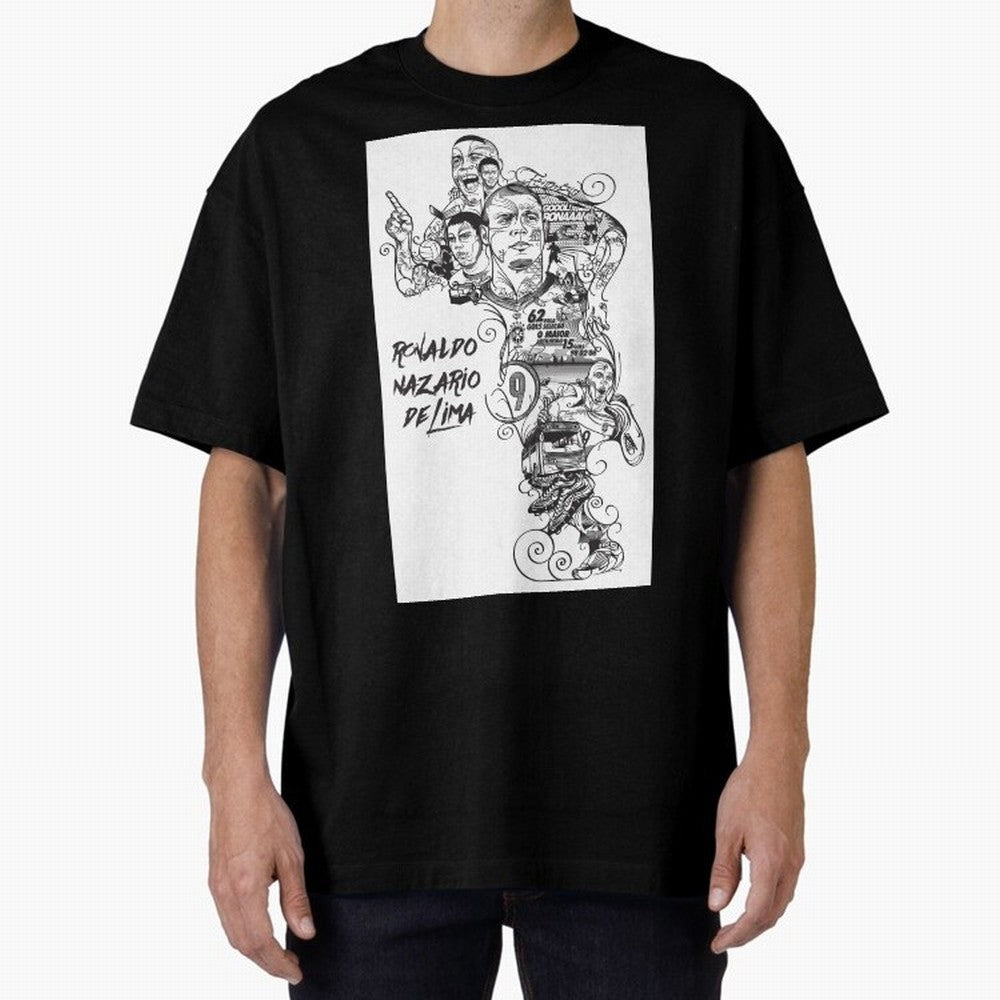 The R9 Era Oversized T-Shirt Share the Excitement of the FIFA World Cup 2026 Journey through CR7 and Messi Highlights, Germany Pride, Vintage Soccer Flavor, Modern Football Stars, National Flags and Final Night Emotion; Ideal for Football Dads,