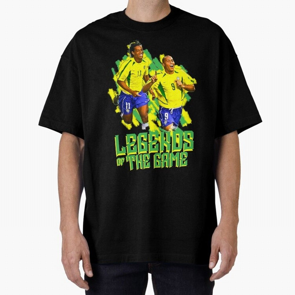 Ronaldinho and ronaldo brazil football print art Oversized T-Shirt Create FIFA World Cup 2026 Group Stage for Fans of Mbappe and Portugal, Spain and Germany, Bringing Retro Football Energy, Iconic Rivalries, Trophy Chase Drama and Stadium