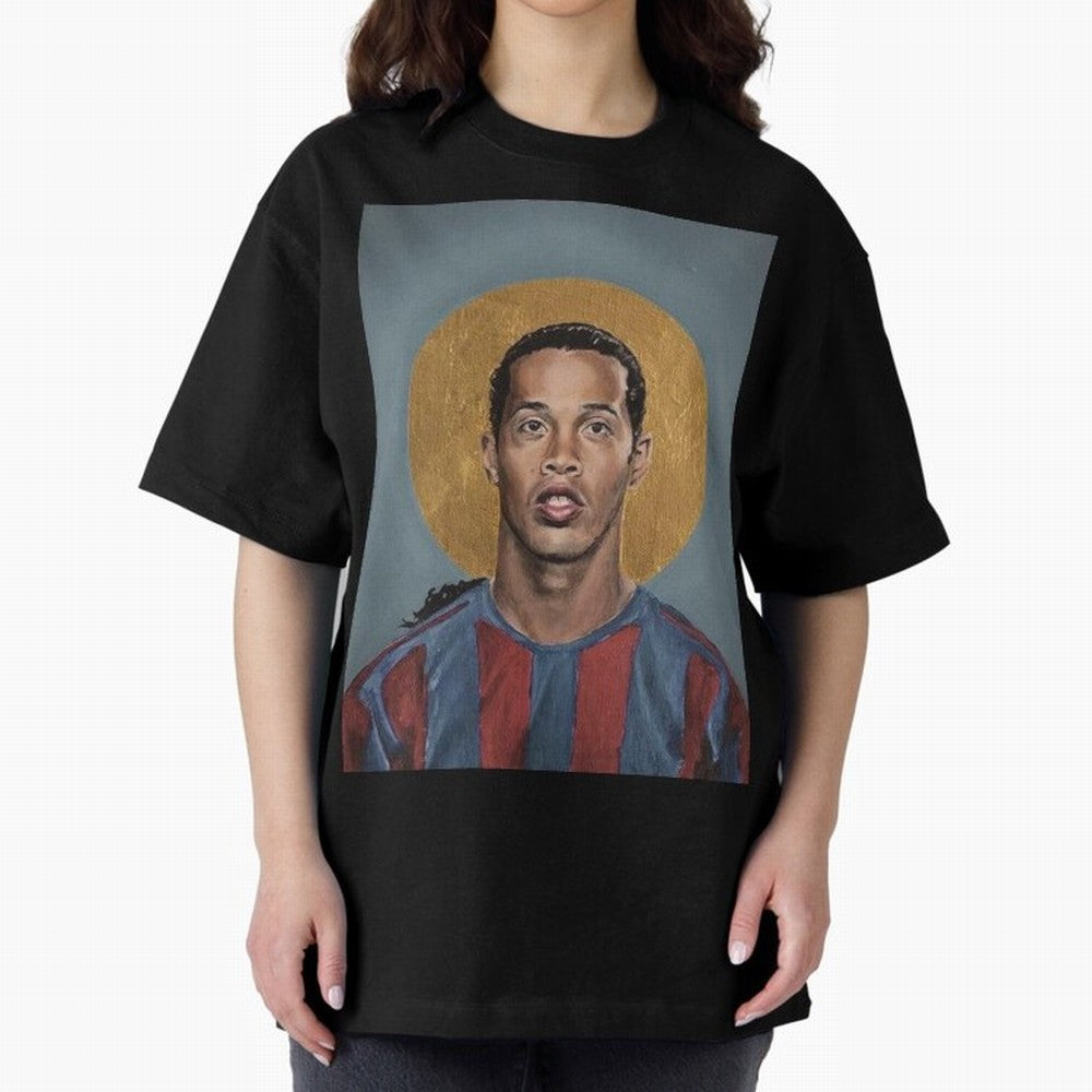 Art Ronaldinho Painting Oversized T-Shirt Celebrate the Next Chapter of the FIFA World Cup 2026 Group Stage Journey through Mbappe and Neymar Highlights, Spain and Netherlands Pride, Retro Football Energy, Iconic Rivalries, Trophy Chase Drama and