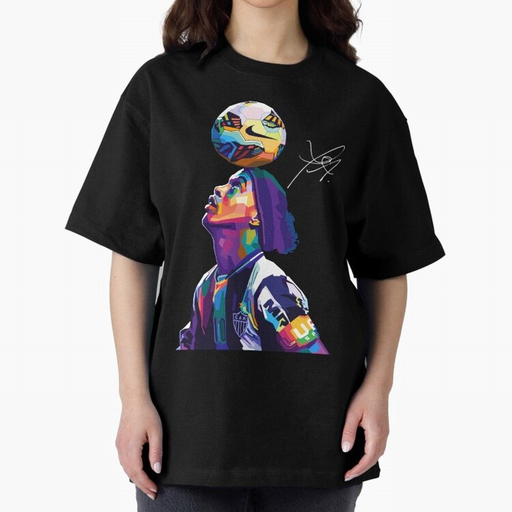 Ronaldinho Wpap Pop Art Oversized T-Shirt Elevate Global Football Passion for FIFA World Cup 2026 Group Stage, Made for Messi, England, France and Netherlands, Stadium Memories, Football Loyalty, International Chants and Championship Tradition;