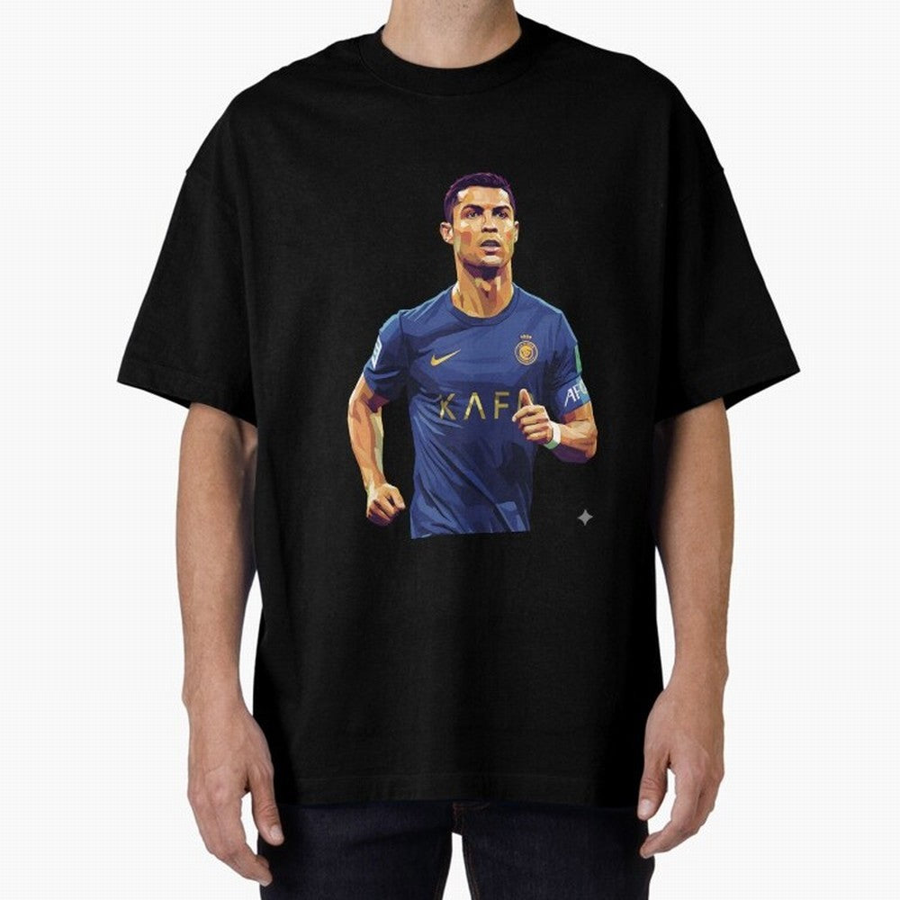 Ronaldo pop art Oversized T-Shirt Turn Football Passion into Global Football Passion for FIFA World Cup 2026, Featuring Messi, CR7 and Mbappe, Portugal, Worldwide Fan Energy, Dramatic Goals, Stadium Lights and Championship Celebrations; Ideal for
