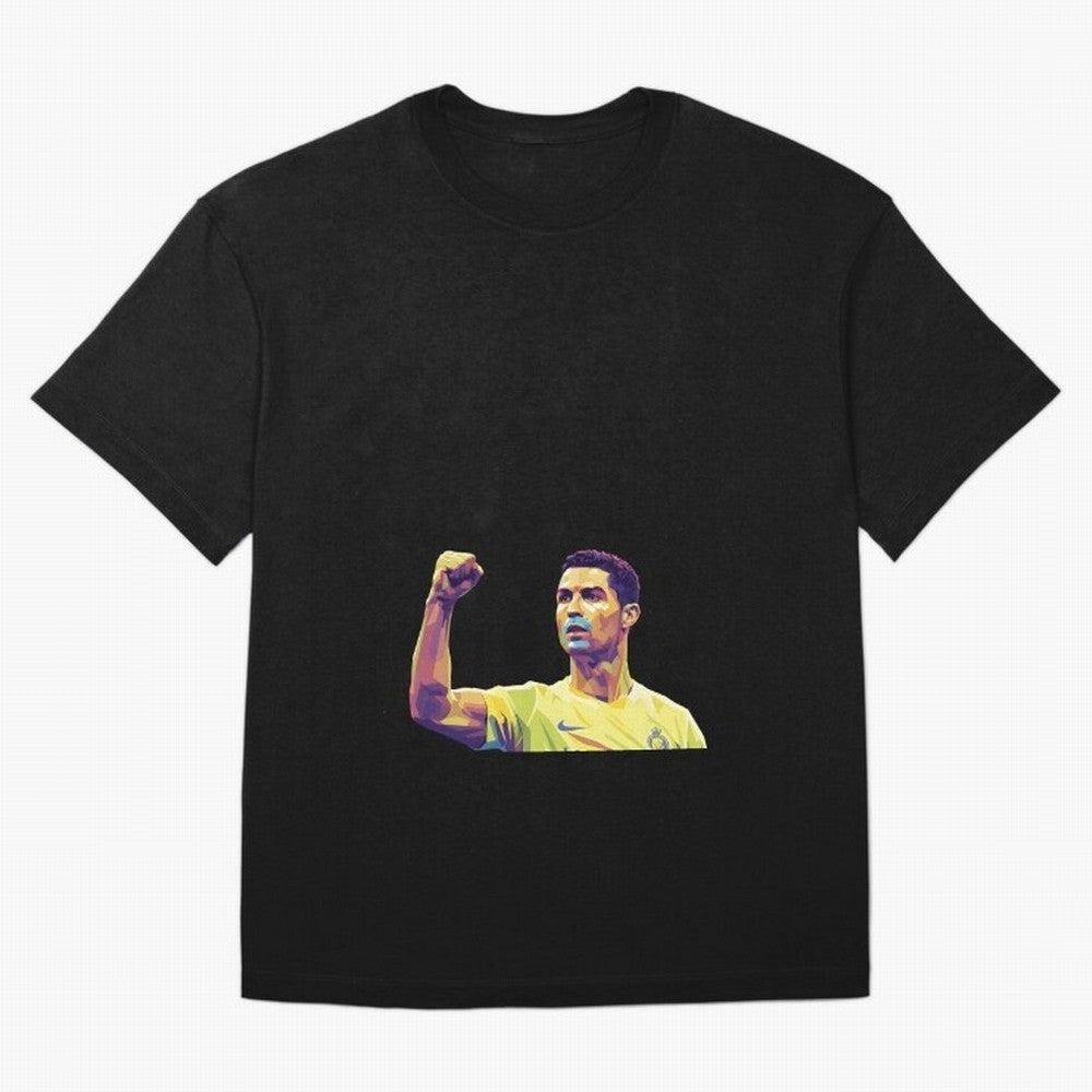 Ronaldo pop art Oversized T-Shirt Carry FIFA World Cup 2026 Connected to Mbappe and Neymar, Portugal, Spain and Germany Energy, Sports Nostalgia, International Competition, Famous Players and Unforgettable Victories; Perfect for People Who Love