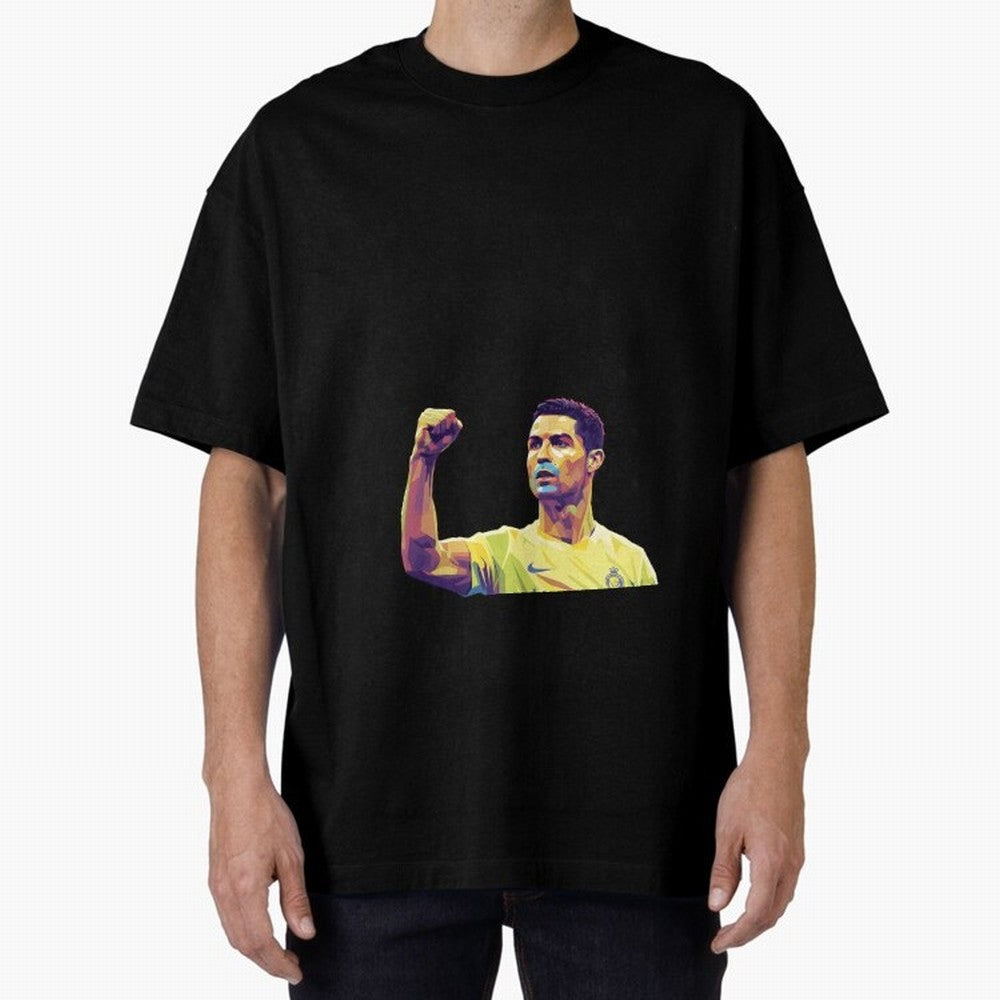 Ronaldo pop art Oversized T-Shirt Carry FIFA World Cup 2026 Connected to Mbappe and Neymar, Portugal, Spain and Germany Energy, Sports Nostalgia, International Competition, Famous Players and Unforgettable Victories; Perfect for People Who Love