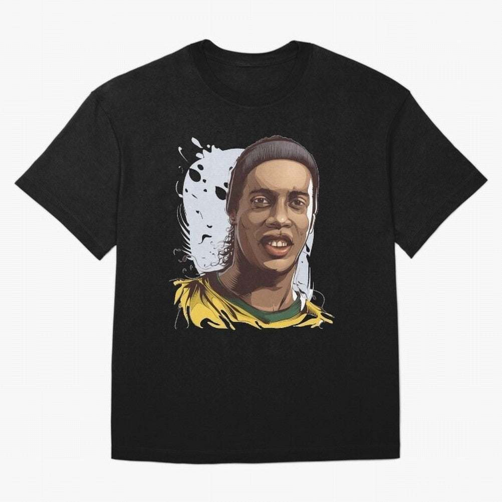 Illustration Ronaldinho Art Oversized T-Shirt Celebrate the Road through FIFA World Cup 2026 USA Canada Mexico Spirit, Centered on Germany, Cristiano Ronaldo, Haaland and CR7, Football History, Final Match Energy, Crowd Noise and Once in a Lifetime