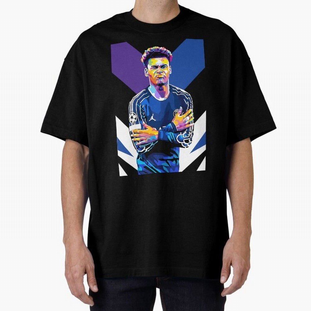 Desire Doue in WPAP Style Oversized T-Shirt Elevate Match Day Hype around FIFA World Cup 2026, Cristiano Ronaldo, Argentina and Brazil, Stadium Memories, Football Loyalty, International Chants and Championship Tradition; Created for Match Day
