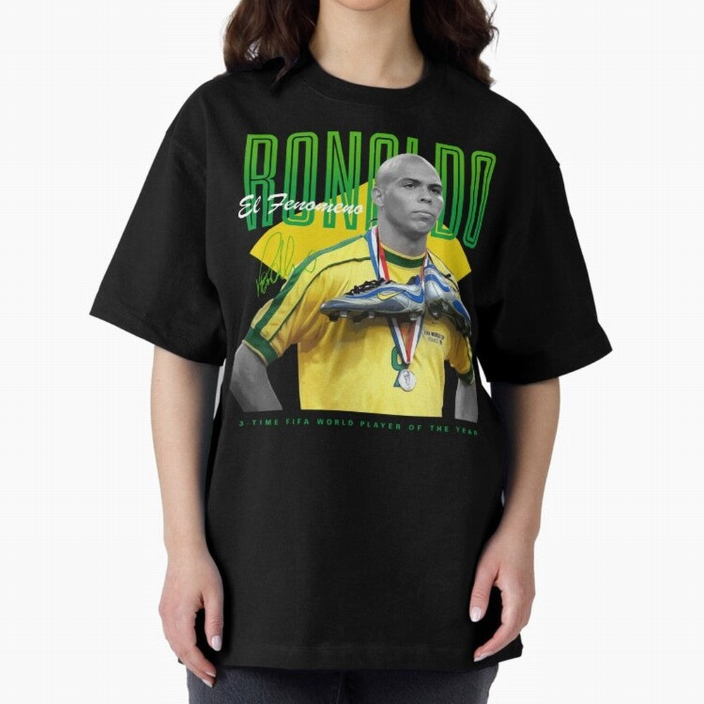 Ronaldo 3 Time Fifa World Player Of The Year Oversized T-Shirt Show Championship Spirit for Global Football Passion for FIFA World Cup 2026, Inspired by Messi and Cristiano Ronaldo, England, Goal Celebration Energy, Supporter Heritage, Football