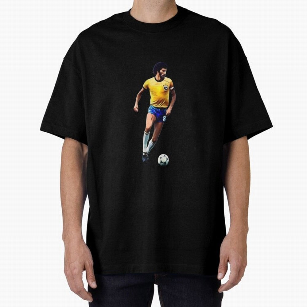 Legends of The Beautiful Game Cartoon Collection Legends Socrates Cartoon Artwork9 Oversized T-Shirt Represent the Passion of Global Football Passion for FIFA World Cup 2026 USA Canada Mexico, Inspired by Messi, Neymar and Mbappe, England and