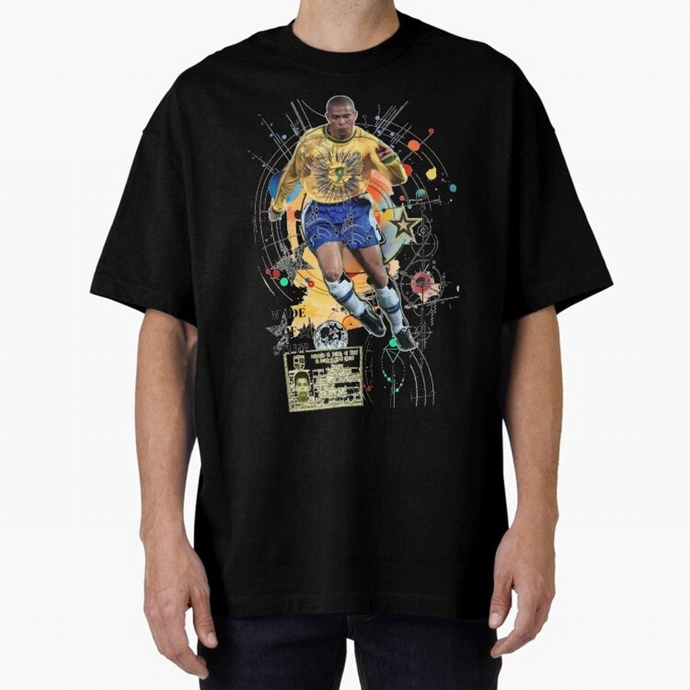 Ronaldo Nazario Football Playmaker Oversized T-Shirt Celebrate FIFA World Cup 2026 Featuring Haaland, Argentina, France and Brazil Energy, Global Supporter Spirit, Legendary Goals, National Colors and Tournament Celebration; Ideal for Passionate