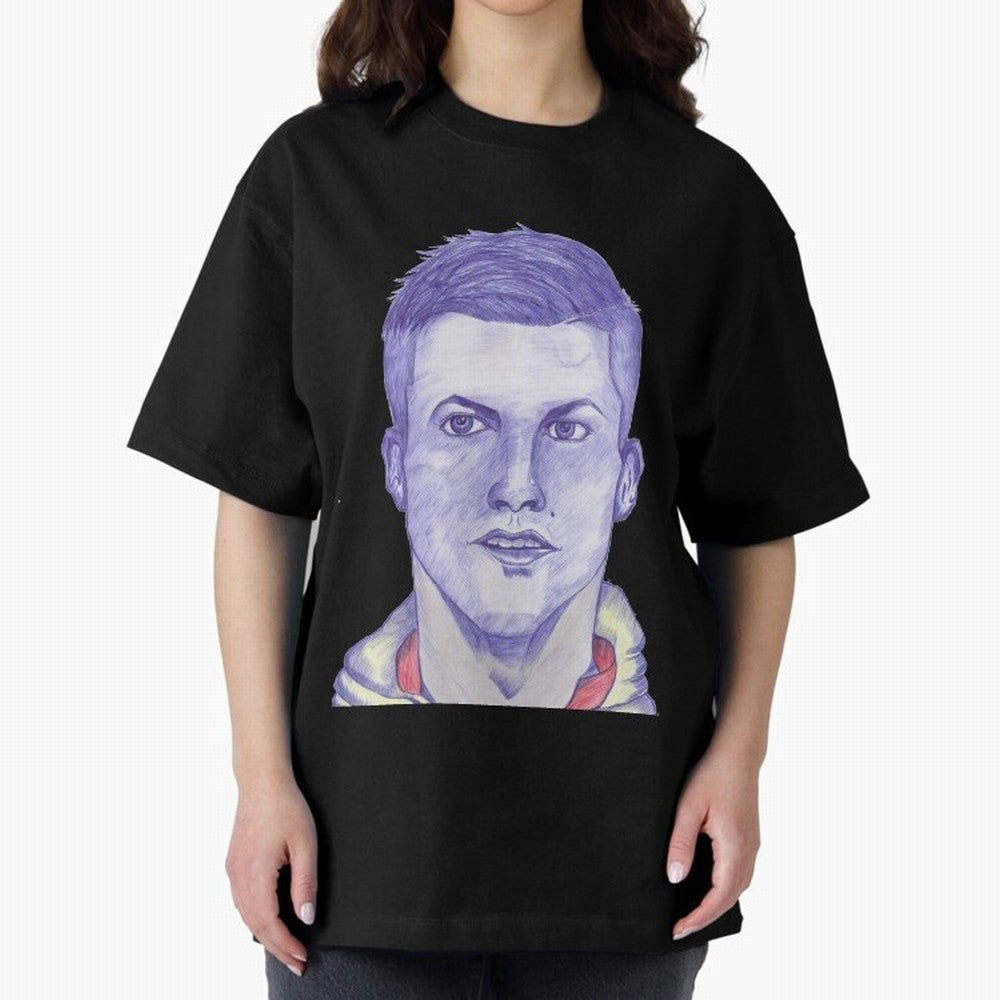 C-Ronaldo portrait drawing Oversized T-Shirt Carry the Colors and Pride of FIFA World Cup 2026 for Fans of Messi, CR7 and Mbappe and England and Germany, Bringing Game Day Rituals, Football Legends, Country Pride and the Road to the Final; Made for