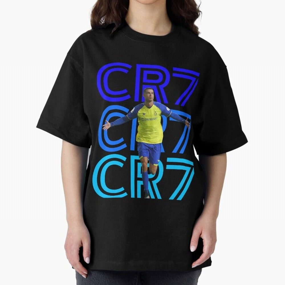 Christiano Ronaldo CR7 Oversized T-Shirt Cheer through Every Moment of Global Football Passion for FIFA World Cup 2026, Celebrating Messi, Neymar and Mbappe, France, Fan Favorite Moments, National Team Passion, Big Match Drama and Soccer History;