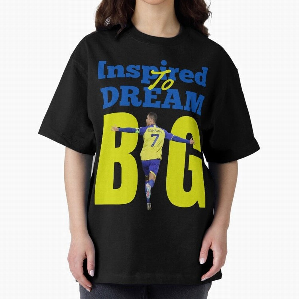 Inspired To Dream Big Oversized T-Shirt Stand with the FIFA World Cup 2026 Journey through Neymar, Haaland and Cristiano Ronaldo Highlights, France and Portugal Pride, Fan Favorite Moments, National Team Passion, Big Match Drama and Soccer History;