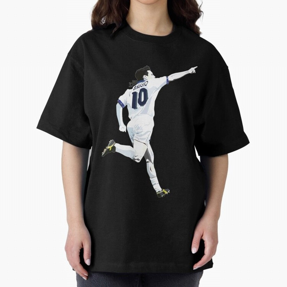 Roberto Baggio - Italy | Mbappe gift Oversized T-Shirt Discover FIFA World Cup 2026 Filled with Cristiano Ronaldo, Germany Energy, Sports Nostalgia, International Competition, Famous Players and Unforgettable Victories; Great for Supporters Who