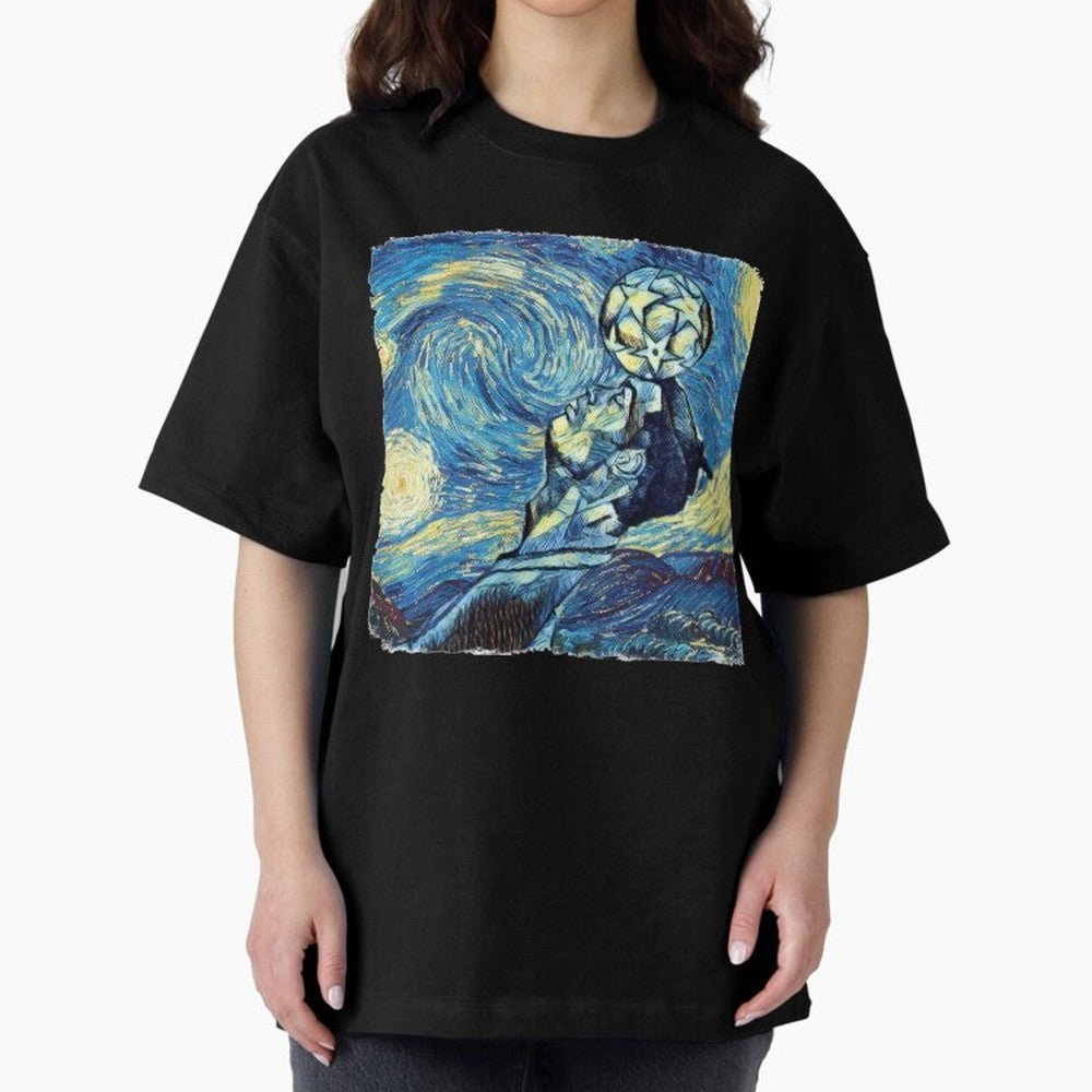 Ronaldo Ronaldo Van Gogh Style Oversized T-Shirt Cheer for FIFA World Cup 2026 Group Stage for Fans of Haaland and Brazil, Portugal and Argentina, Bringing Football History, Final Match Energy, Crowd Noise and Once in a Lifetime Moments; Created