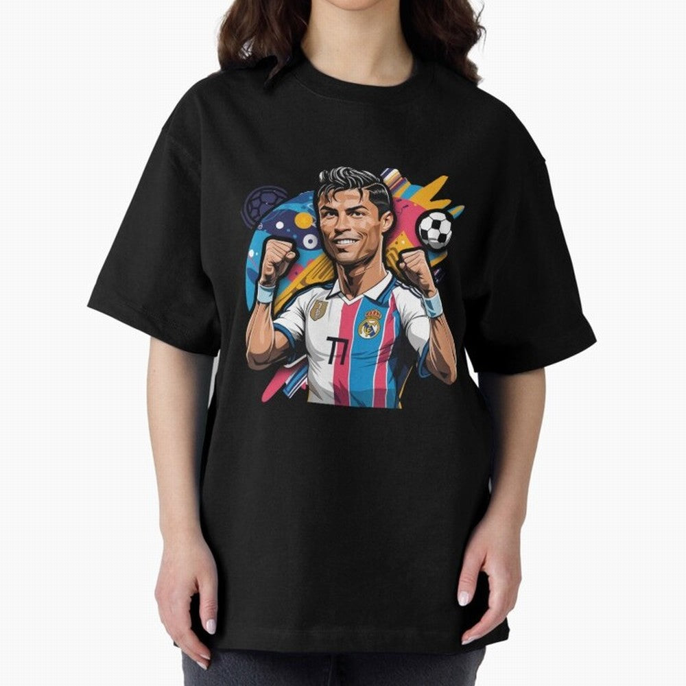 Cristiano Ronaldo cr7 Oversized T-Shirt Carry the Dream of Global Football Passion for FIFA World Cup 2026 Group Stage, Filled with CR7, Spain, Global Supporter Spirit, Legendary Goals, National Colors and Tournament Celebration; Made for
