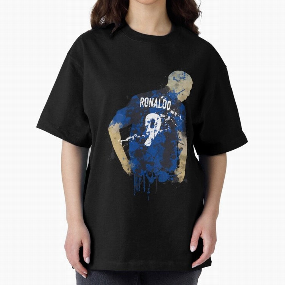 Ronaldo Number 9 Art Oversized T-Shirt Discover Global Football Passion for FIFA World Cup 2026, Inspired by Mbappe, Portugal, Classic Soccer Heritage, Championship Pressure, Fan Loyalty and International Pride; Made for Collectors Who Enjoy Iconic