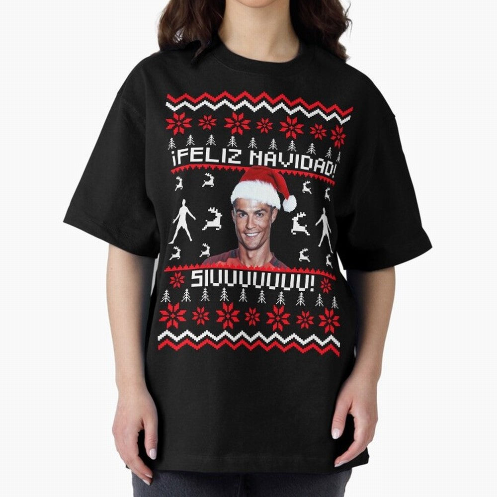 Cristiano Ronaldo El Bicho SIUU Ugly Sweater Oversized T-Shirt Bring International Match Energy to Global Football Passion for FIFA World Cup 2026 Group Stage, Celebrating CR7 and Messi, Spain, Championship Spirit, Famous Goals, Roaring Crowds and