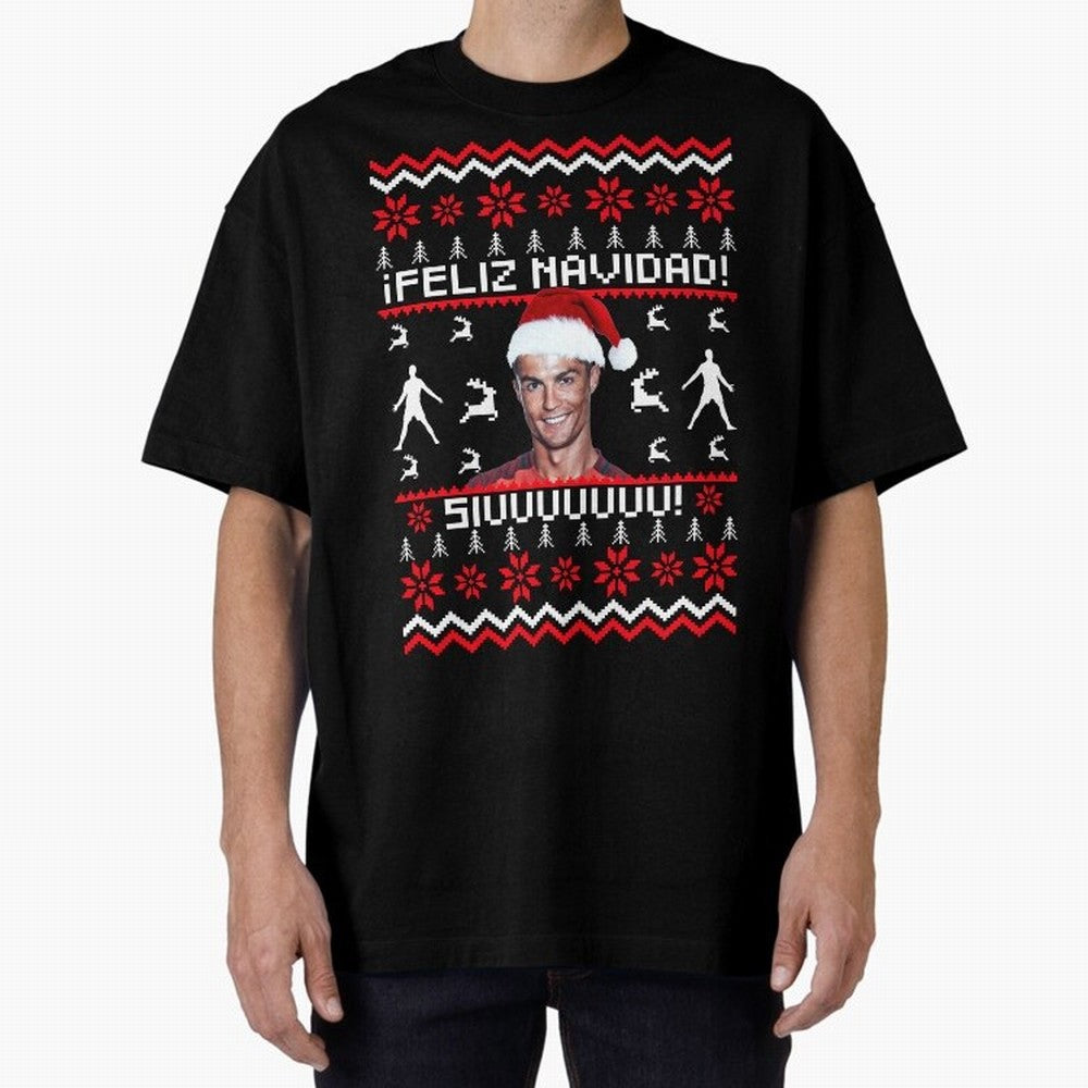 Cristiano Ronaldo El Bicho SIUU Ugly Sweater Oversized T-Shirt Bring International Match Energy to Global Football Passion for FIFA World Cup 2026 Group Stage, Celebrating CR7 and Messi, Spain, Championship Spirit, Famous Goals, Roaring Crowds and