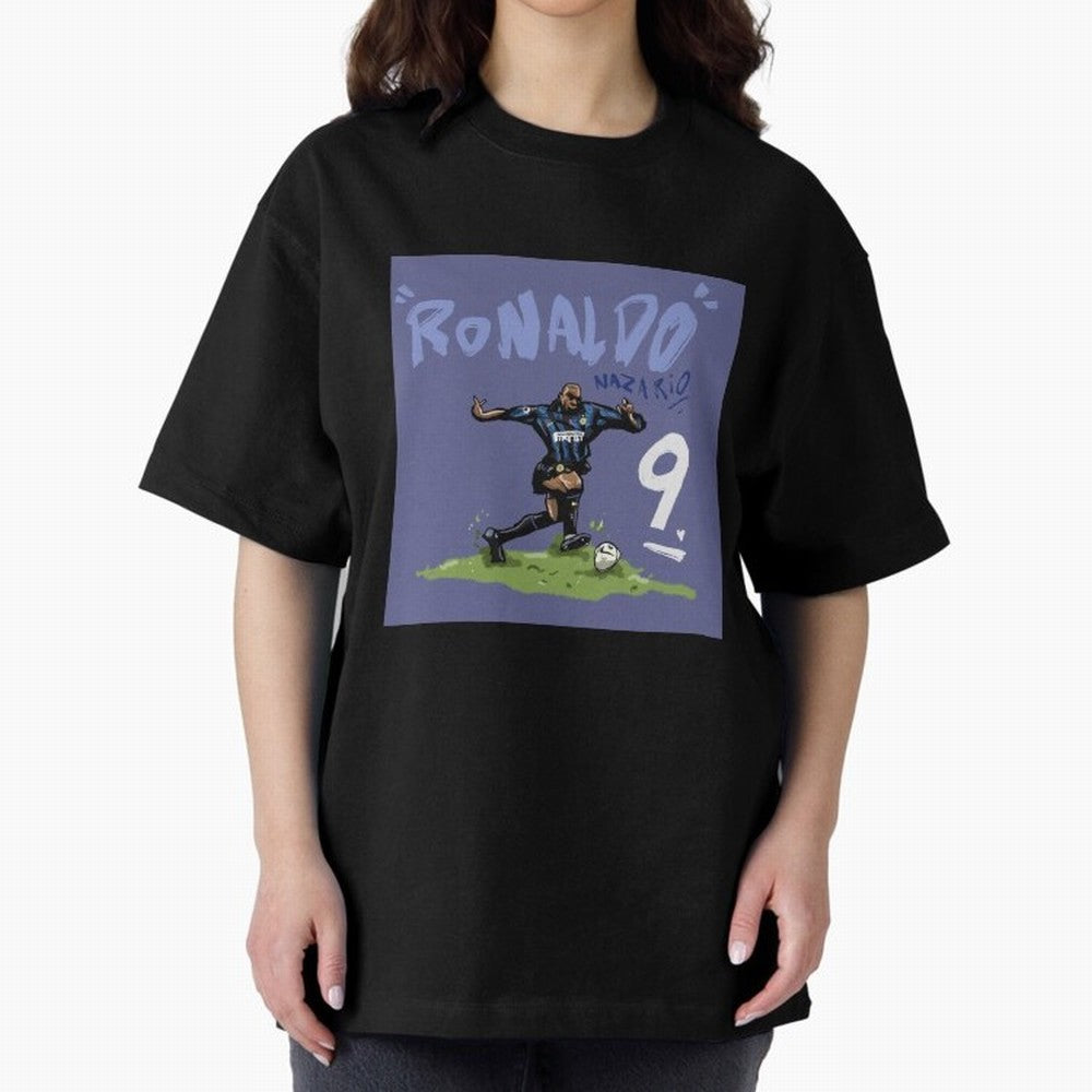 Ronaldo Nazario. Oversized T-Shirt Celebrate Soccer Greatness during FIFA World Cup 2026 Spirit, Capturing Portugal, Cristiano Ronaldo, Sports Nostalgia, International Competition, Famous Players and Unforgettable Victories; Made for Collectors Who