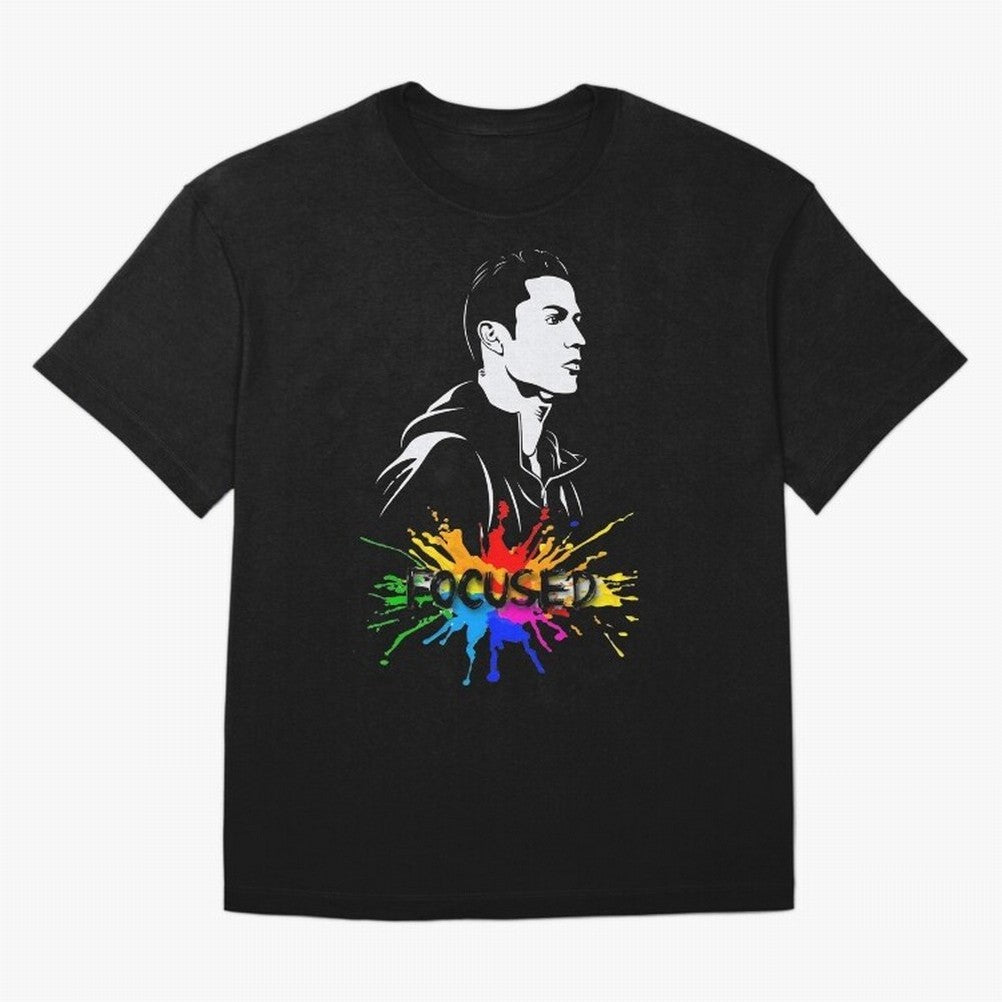 Christiano Ronaldo Focused Oversized T-Shirt Show Up for the Glory of Global Football Passion for FIFA World Cup 2026 USA Canada Mexico, Built around Messi, CR7 and Mbappe, Portugal, Spain and Germany, Football History, Final Match Energy, Crowd