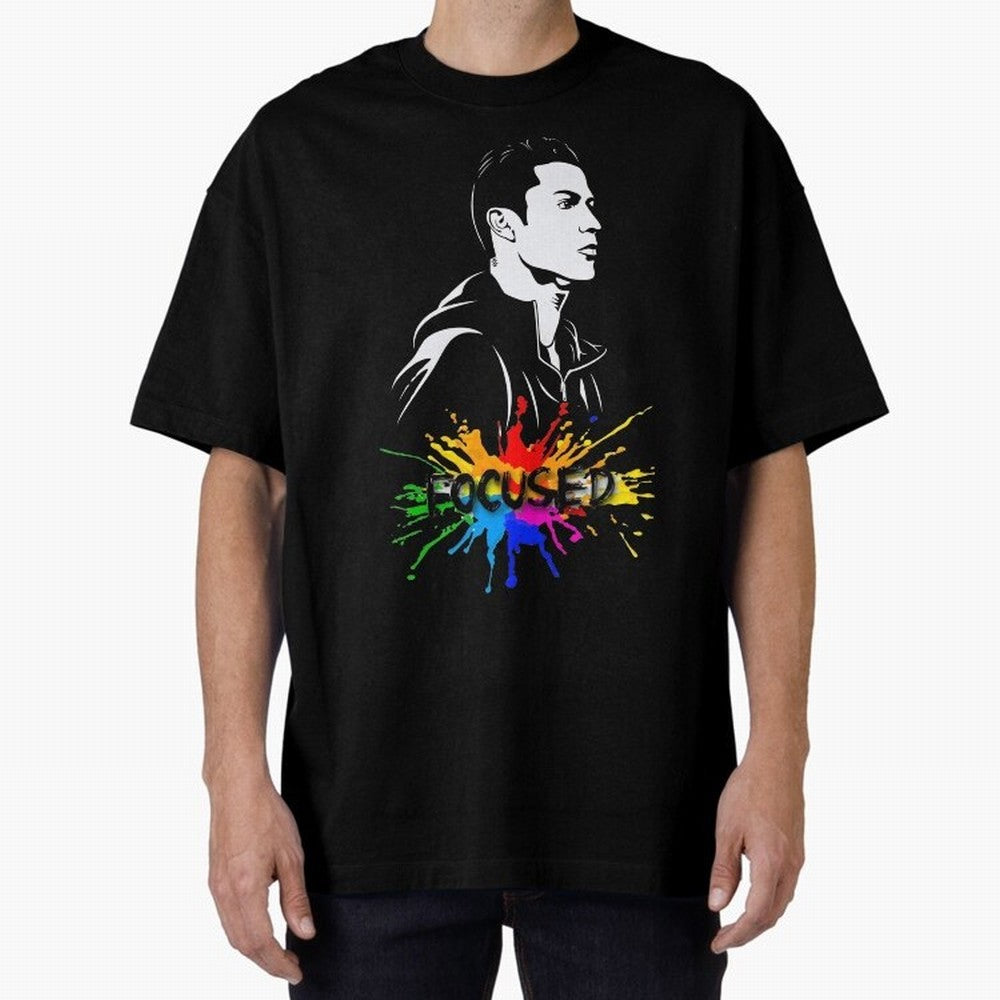 Christiano Ronaldo Focused Oversized T-Shirt Show Up for the Glory of Global Football Passion for FIFA World Cup 2026 USA Canada Mexico, Built around Messi, CR7 and Mbappe, Portugal, Spain and Germany, Football History, Final Match Energy, Crowd