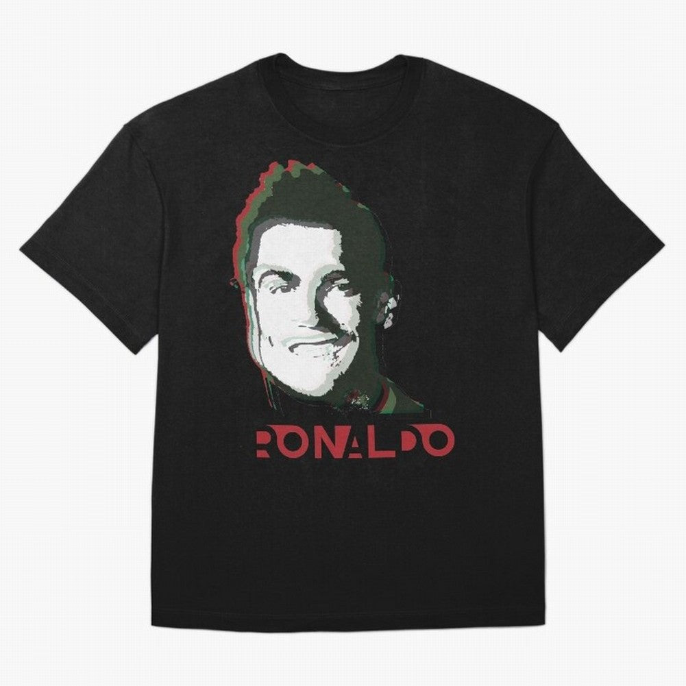 Portugal Football Captain Cristiano Ronaldo 3D Anaglyph Portrait Oversized T-Shirt Live the Energy of FIFA World Cup 2026 Spirit, Capturing Argentina, France and Brazil, Neymar, Retro Football Energy, Iconic Rivalries, Trophy Chase Drama and