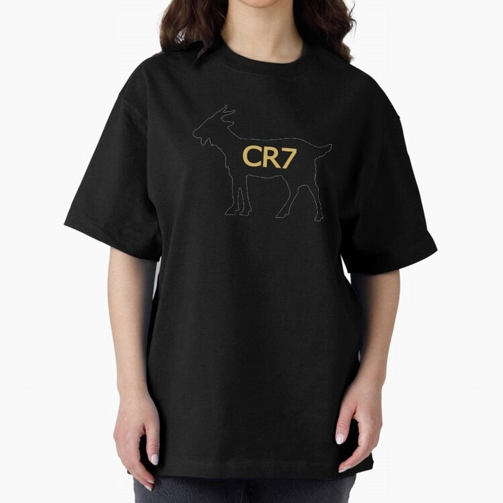 CR7 GOAT Alt Gold Oversized T-Shirt Feel the Trophy Chase of Global Football Passion for FIFA World Cup 2026 USA Canada Mexico, Featuring Messi and Cristiano Ronaldo, Portugal, Champion Mindset, Group Stage Buzz, Knockout Tension and Passionate Fan