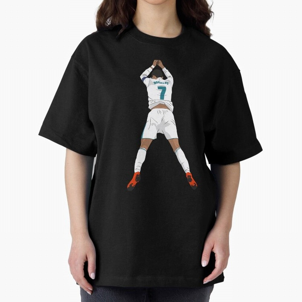 Cristiano Ronaldo Iconic Celebration Oversized T-Shirt Celebrate the Road through FIFA World Cup 2026 USA Canada Mexico Capturing Cristiano Ronaldo, Haaland and CR7, Argentina and Brazil Energy, Football Festival Excitement, Trophy Ambitions,