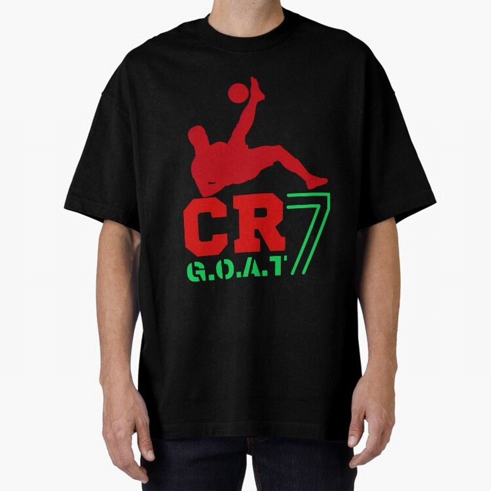 CR7 G.O.A.T Oversized T-Shirt Carry the Colors and Pride of Match Day Hype around FIFA World Cup 2026, Neymar, Argentina and Brazil, Championship Spirit, Famous Goals, Roaring Crowds and International Football Unity; Made for Die Hard Supporters,
