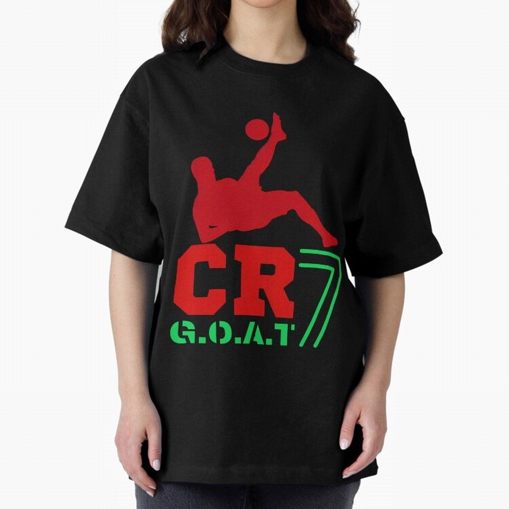 CR7 G.O.A.T Oversized T-Shirt Carry the Colors and Pride of Match Day Hype around FIFA World Cup 2026, Neymar, Argentina and Brazil, Championship Spirit, Famous Goals, Roaring Crowds and International Football Unity; Made for Die Hard Supporters,