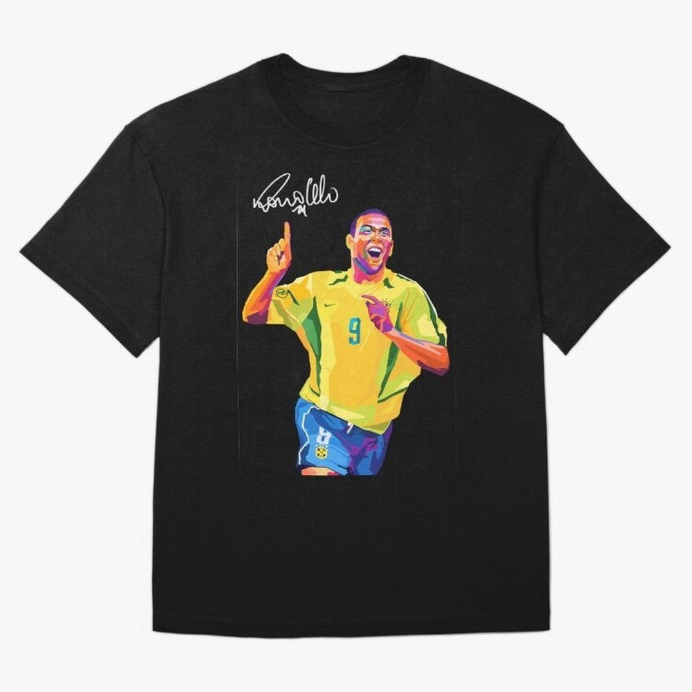 Ronaldo Nazario Pop Art Oversized T-Shirt Celebrate Match Day Hype around FIFA World Cup 2026, Messi and Cristiano Ronaldo, England, France and Netherlands, Vintage Soccer Flavor, Modern Football Stars, National Flags and Final Night Emotion; Ideal
