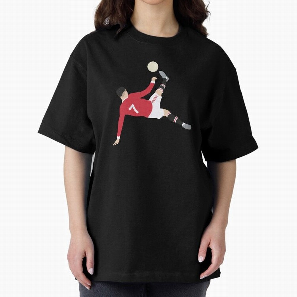 Cristiano Ronaldo Bicycle Kick MUFC Oversized T-Shirt Stand Out with Spirit from Global Football Passion for FIFA World Cup 2026 Group Stage, Capturing Neymar, Haaland and Cristiano Ronaldo, Argentina, France and Brazil, Champion Mindset, Group