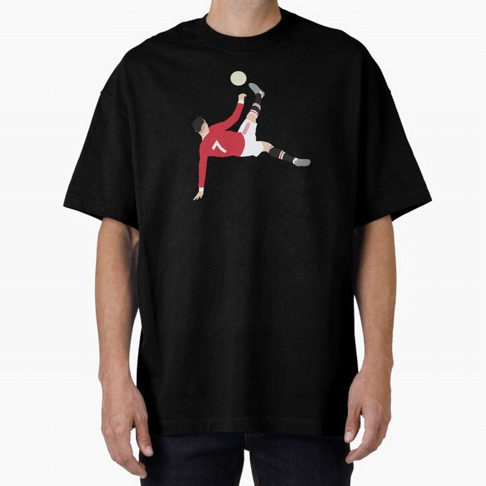 Cristiano Ronaldo Bicycle Kick MUFC Oversized T-Shirt Stand Out with Spirit from Global Football Passion for FIFA World Cup 2026 Group Stage, Capturing Neymar, Haaland and Cristiano Ronaldo, Argentina, France and Brazil, Champion Mindset, Group